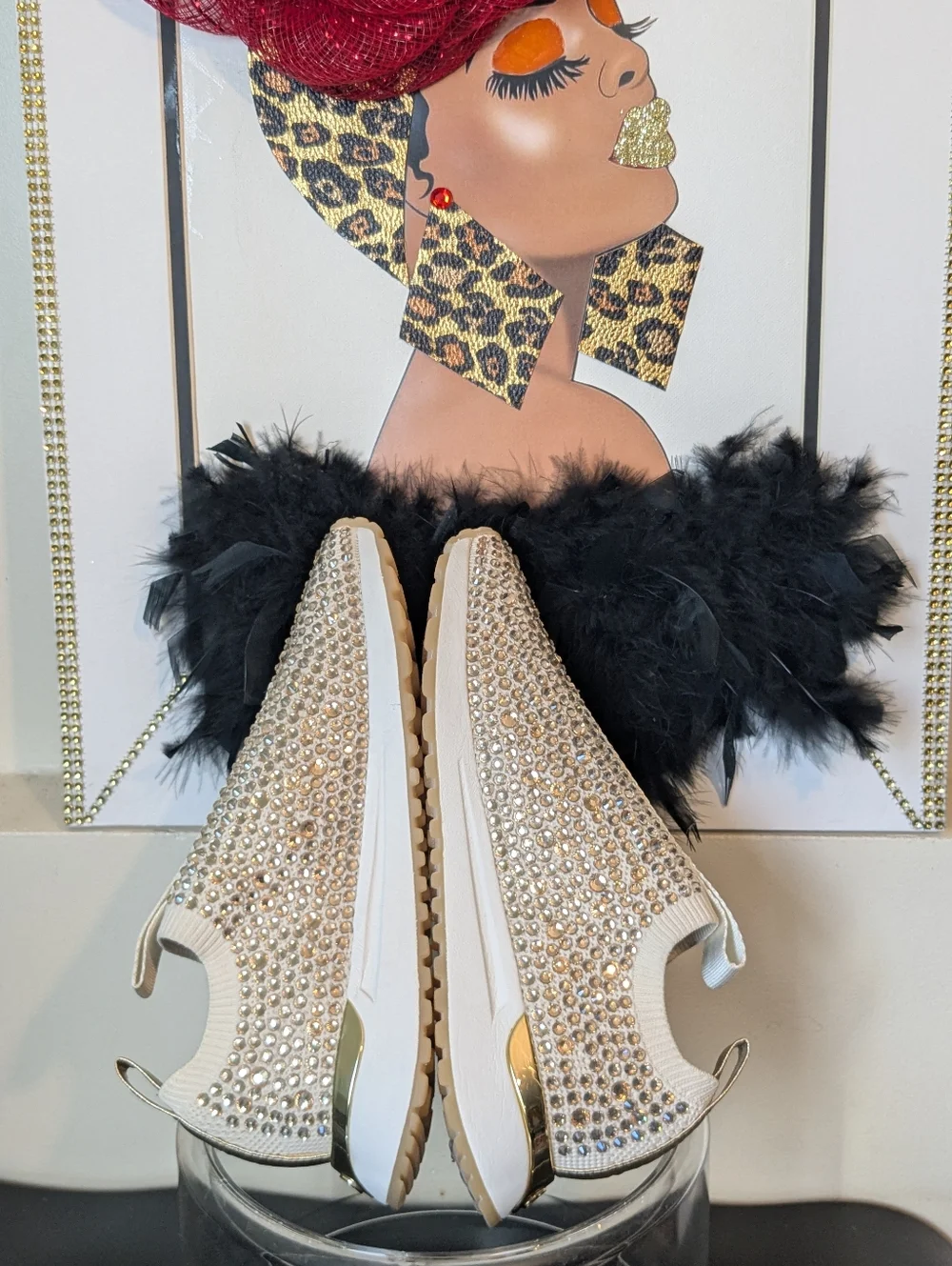 Michael Kors Gold Cream Blingy Rhinestone Sneakers